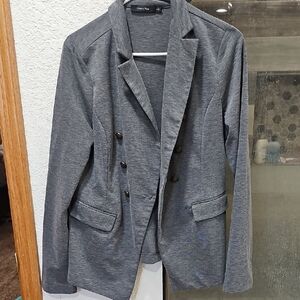 Gray Double-Breasted Blazer